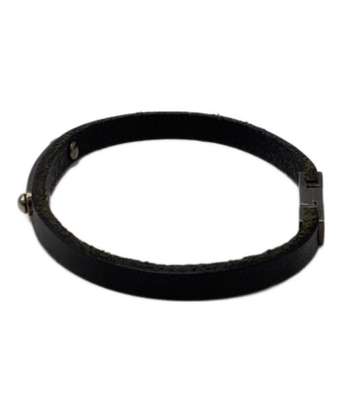 Saint Laurent Paris（サンローランパリ）Saint Laurent Paris (サンローランパリ) レザー&パラジウム ブレスレット ブラックの古着・服飾アイテム