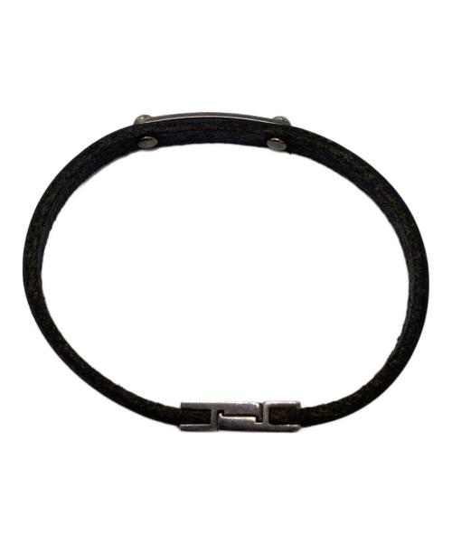 Saint Laurent Paris（サンローランパリ）Saint Laurent Paris (サンローランパリ) レザー&パラジウム ブレスレット ブラックの古着・服飾アイテム