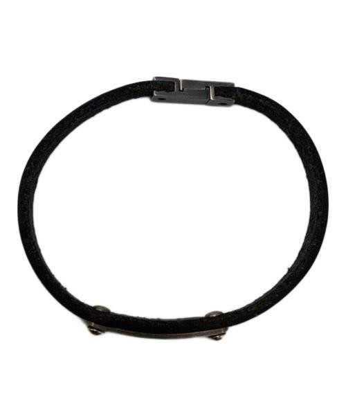 Saint Laurent Paris（サンローランパリ）Saint Laurent Paris (サンローランパリ) レザー&パラジウム ブレスレット ブラックの古着・服飾アイテム