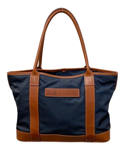 Felisi（フェリージ）Felisi (フェリージ) ナイロン×レザートートバッグ ネイビー×ブラウンの古着・服飾アイテム
