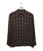 COMOLIコモリ）の古着「レーヨン オープンカラーシャツ」｜ブラウン