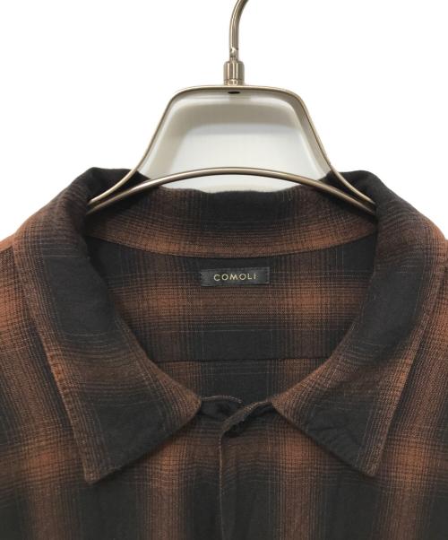COMOLI（コモリ）COMOLI (コモリ) レーヨン オープンカラーシャツ ブラウン サイズ:4の古着・服飾アイテム