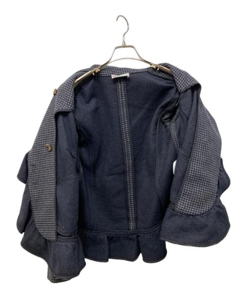 RED VALENTINO（レッドヴァレンティノ）RED VALENTINO (レッドヴァレンティノ) 千鳥柄フリルジャケット グレー サイズ:44の古着・服飾アイテム