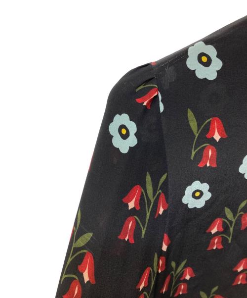 RED VALENTINO（レッドヴァレンティノ）RED VALENTINO (レッドヴァレンティノ) 総柄シルクワンピース ブラック サイズ:40の古着・服飾アイテム