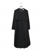 ENFOLDエンフォルド）の古着「ダブルクロスノーカラードレス」｜ブラック