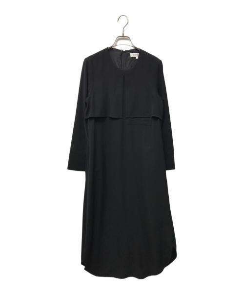 ENFOLD（エンフォルド）ENFOLD (エンフォルド) ダブルクロスノーカラードレス ブラック サイズ:36の古着・服飾アイテム