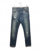 BALMAINバルマン）の古着「ダメージ&リペアデニムパンツ」｜インディゴ