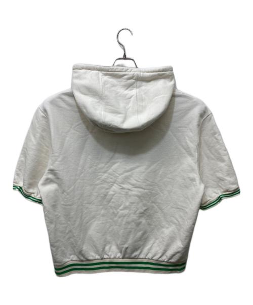 GUCCI（グッチ）GUCCI (グッチ) ロゴ刺繍S/Sパーカー ホワイト×グリーン サイズ:Lの古着・服飾アイテム