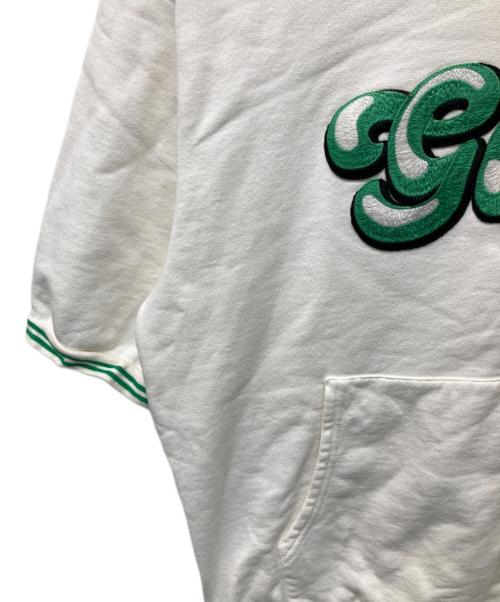 GUCCI（グッチ）GUCCI (グッチ) ロゴ刺繍S/Sパーカー ホワイト×グリーン サイズ:Lの古着・服飾アイテム