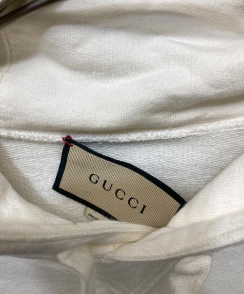 GUCCI（グッチ）GUCCI (グッチ) ロゴ刺繍S/Sパーカー ホワイト×グリーン サイズ:Lの古着・服飾アイテム