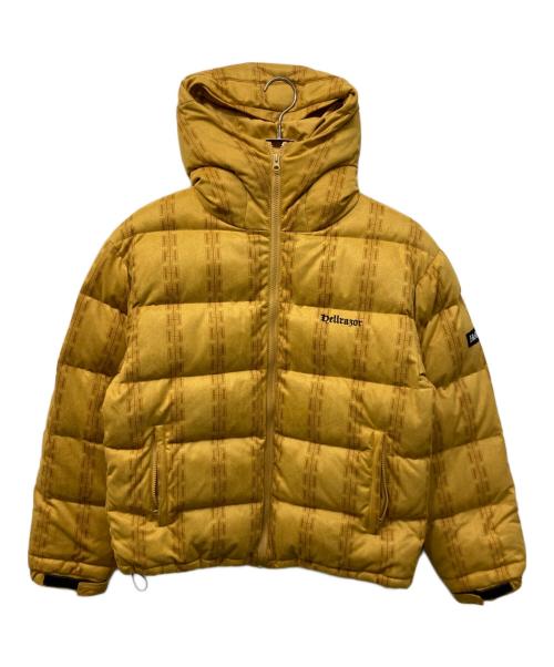 HELLRAZOR（ヘルレイザー）HELLRAZOR (ヘルレイザー) H CHAIN SUEDE HOODED DOWN JACKET イエロー サイズ:Ｍ 未使用品の古着・服飾アイテム