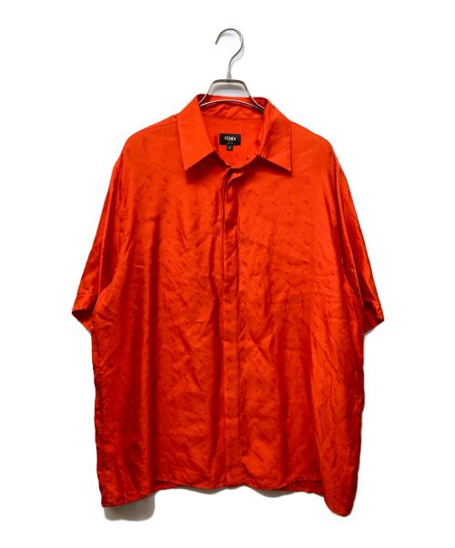 FENDI（フェンディ）FENDI (フェンディ) ロゴ総柄シルクシャツ レッド サイズ:41の古着・服飾アイテム