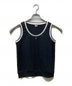 courregesクレージュ）の古着「フロントロゴノースリーブカットソー」｜ブラック