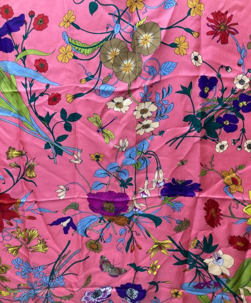 GUCCI（グッチ）GUCCI (グッチ) シルクスカーフ ピンク×ブルー サイズ:90×90の古着・服飾アイテム