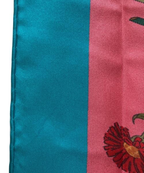 GUCCI（グッチ）GUCCI (グッチ) シルクスカーフ ピンク×ブルー サイズ:90×90の古着・服飾アイテム