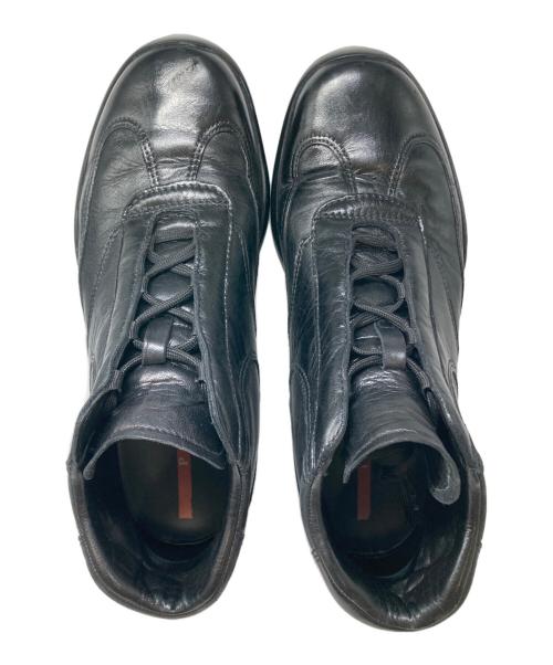 PRADA SPORTS（プラダスポーツ）PRADA SPORTS (プラダスポーツ) レザーハイカットスニーカー ブラック サイズ:8の古着・服飾アイテム