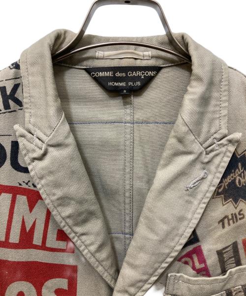 COMME des GARCONS HOMME PLUS（コムデギャルソンオムプリュス）COMME des GARCONS HOMME PLUS (コムデギャルソンオムプリュス) 2008AW ペイントデザインロングジャケット ベージュ サイズ:Sの古着・服飾アイテム