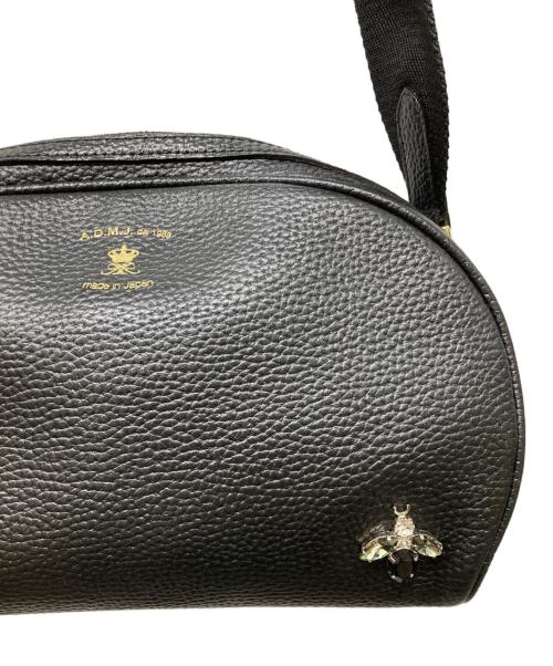 A.D.M.J.（エーディーエムジェイ）A.D.M.J. (エーディーエムジェイ) ハーフムーン レザーショルダーバッグ ブラックの古着・服飾アイテム