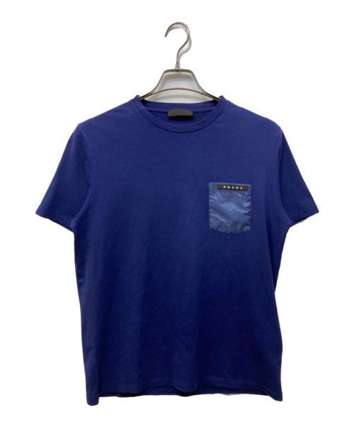 PRADA（プラダ）PRADA (プラダ) ラバーロゴ ポケット Tシャツ ネイビー サイズ:Mの古着・服飾アイテム