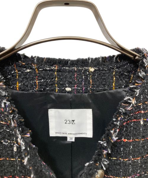 23区（ニジュウサンク）23区 (ニジュウサンク) GIOLICA カラーミックスツイード ジャケット ブラック サイズ:Mの古着・服飾アイテム