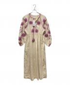 sara mallikaサラマリカ）の古着「Deepika Tape Emb Dress」｜ベージュ×パープル