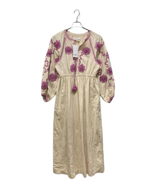 sara mallika（サラマリカ）sara mallika (サラマリカ) Deepika Tape Emb Dress ベージュ×パープル サイズ:S 未使用品の古着・服飾アイテム