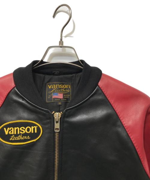 VANSON（バンソン）VANSON (バンソン) TJV チームジャケット ブラック×レッド サイズ:36の古着・服飾アイテム