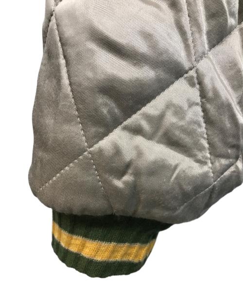 KAPITAL（キャピタル）KAPITAL (キャピタル) SHAM BOMBER レーヨンサテンキルティングスカジャン グレー×ブラック サイズ:4(XL)の古着・服飾アイテム