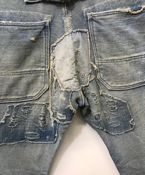 KAPITAL（キャピタル）KAPITAL (キャピタル) 襤褸加工パッチワークスウェットデニムパンツ インディゴ サイズ:4の古着・服飾アイテム