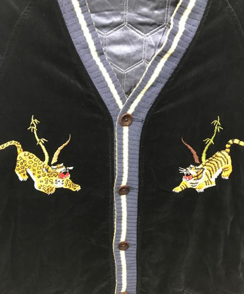 KAPITAL（キャピタル）KAPITAL (キャピタル) 百稚虎スカジャン ブラック×ネイビー サイズ:4(XL)の古着・服飾アイテム