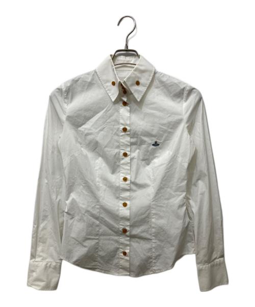 Vivienne Westwood（ヴィヴィアンウエストウッド）Vivienne Westwood (ヴィヴィアンウエストウッド) オーブ刺繍デザインカラーシャツ ホワイト サイズ:40の古着・服飾アイテム