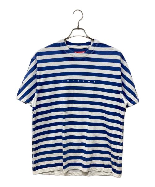 SUPREME（シュプリーム）Supreme (シュプリーム) Overprint Stripe S/S Top ホワイト×ブルー サイズ:Mの古着・服飾アイテム
