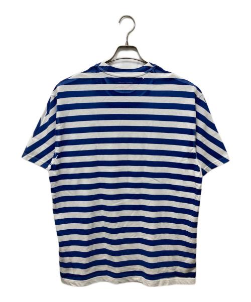 SUPREME（シュプリーム）Supreme (シュプリーム) Overprint Stripe S/S Top ホワイト×ブルー サイズ:Mの古着・服飾アイテム