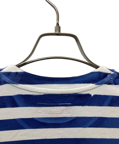 SUPREME（シュプリーム）Supreme (シュプリーム) Overprint Stripe S/S Top ホワイト×ブルー サイズ:Mの古着・服飾アイテム
