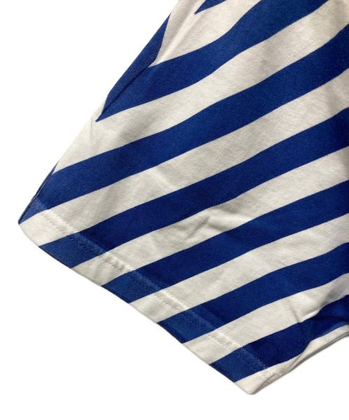 SUPREME（シュプリーム）Supreme (シュプリーム) Overprint Stripe S/S Top ホワイト×ブルー サイズ:Mの古着・服飾アイテム