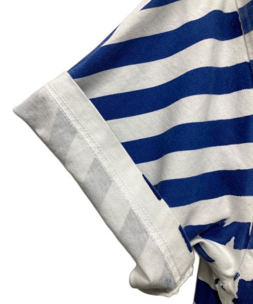 SUPREME（シュプリーム）Supreme (シュプリーム) Overprint Stripe S/S Top ホワイト×ブルー サイズ:Mの古着・服飾アイテム