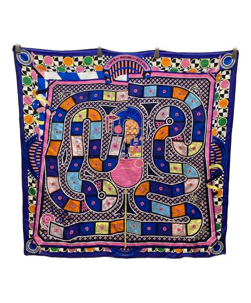 HERMES（エルメス）HERMES (エルメス) カレ90 シルクスカーフ 63マスの世界旅行 ネイビーの古着・服飾アイテム