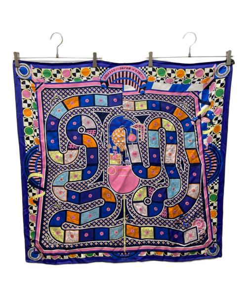 HERMES（エルメス）HERMES (エルメス) カレ90 シルクスカーフ 63マスの世界旅行 ネイビーの古着・服飾アイテム