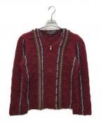 COMME des GARCONS HOMME PLUSコムデギャルソンオムプリュス）の古着「ラインニットカーディガン」｜ワインレッド