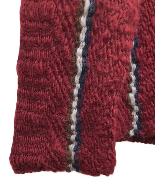 COMME des GARCONS HOMME PLUS（コムデギャルソンオムプリュス）COMME des GARCONS HOMME PLUS (コムデギャルソンオムプリュス) ラインニットカーディガン ワインレッド サイズ:FREEの古着・服飾アイテム