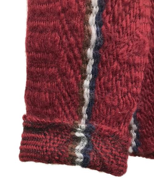 COMME des GARCONS HOMME PLUS（コムデギャルソンオムプリュス）COMME des GARCONS HOMME PLUS (コムデギャルソンオムプリュス) ラインニットカーディガン ワインレッド サイズ:FREEの古着・服飾アイテム