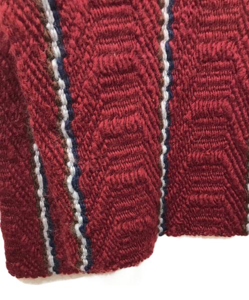 COMME des GARCONS HOMME PLUS（コムデギャルソンオムプリュス）COMME des GARCONS HOMME PLUS (コムデギャルソンオムプリュス) ラインニットカーディガン ワインレッド サイズ:FREEの古着・服飾アイテム