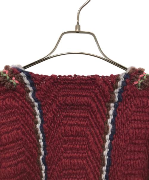 COMME des GARCONS HOMME PLUS（コムデギャルソンオムプリュス）COMME des GARCONS HOMME PLUS (コムデギャルソンオムプリュス) ラインニットカーディガン ワインレッド サイズ:FREEの古着・服飾アイテム