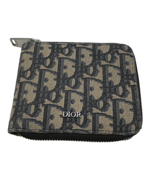 Christian Dior（クリスチャン ディオール）Christian Dior (クリスチャン ディオール) ジップウォレット ネイビー×ベージュの古着・服飾アイテム