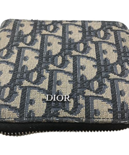 Christian Dior（クリスチャン ディオール）Christian Dior (クリスチャン ディオール) ジップウォレット ネイビー×ベージュの古着・服飾アイテム