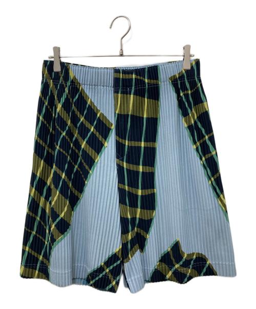 HOMME PLISSE ISSEY MIYAKE（オム プリッセ イッセイ ミヤケ）HOMME PLISSE ISSEY MIYAKE (オム プリッセ イッセイ ミヤケ) WINDSWEPT PLAID ブルー サイズ:3の古着・服飾アイテム
