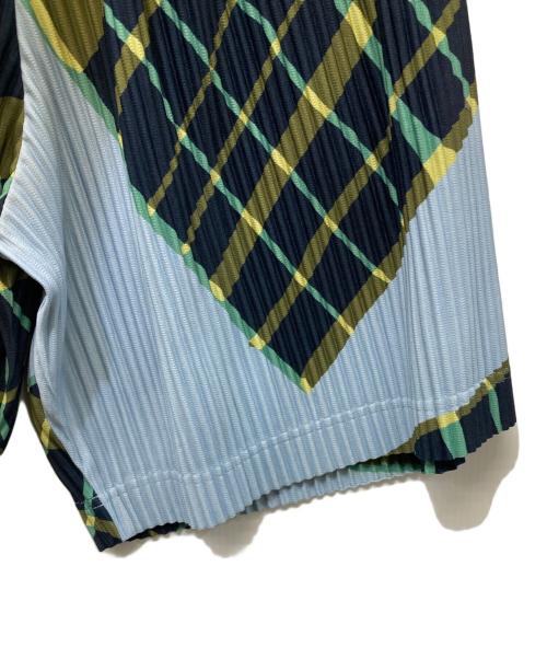 HOMME PLISSE ISSEY MIYAKE（オム プリッセ イッセイ ミヤケ）HOMME PLISSE ISSEY MIYAKE (オム プリッセ イッセイ ミヤケ) WINDSWEPT PLAID ブルー サイズ:3の古着・服飾アイテム