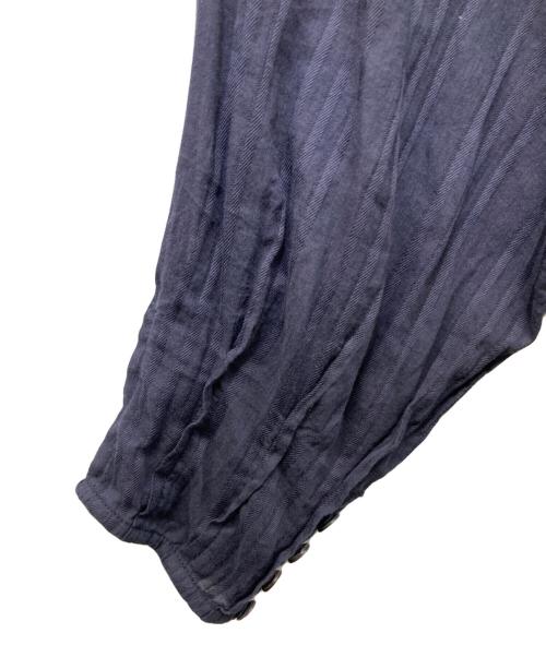 ne quittez pas（ヌキテパ）ne quittez pas (ヌキテパ) Cotton Dobby Stripe Solid Neck Gather Dress ネイビー サイズ:Mの古着・服飾アイテム