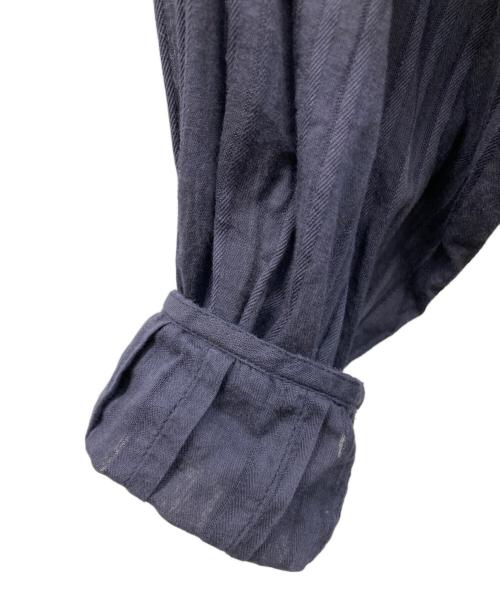 ne quittez pas（ヌキテパ）ne quittez pas (ヌキテパ) Cotton Dobby Stripe Solid Neck Gather Dress ネイビー サイズ:Mの古着・服飾アイテム