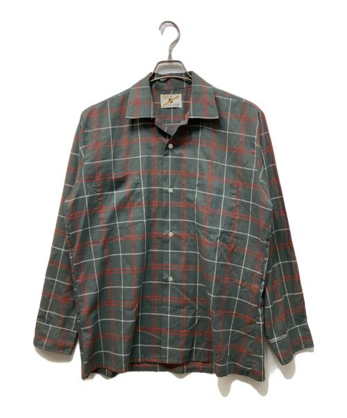 B.V.D（ビーブイディー）B.V.D (ビーブイディー) チェックオープンカラーシャツ グレー×レッド サイズ:Mの古着・服飾アイテム